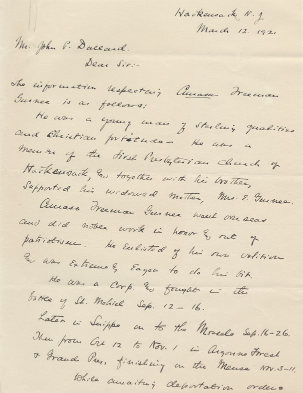 Amasa F. Gurnee letter 1